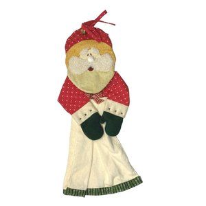 Santa Claus Kitchen Towel Hanging Christmas Holiday Decoration 21 Inch Long